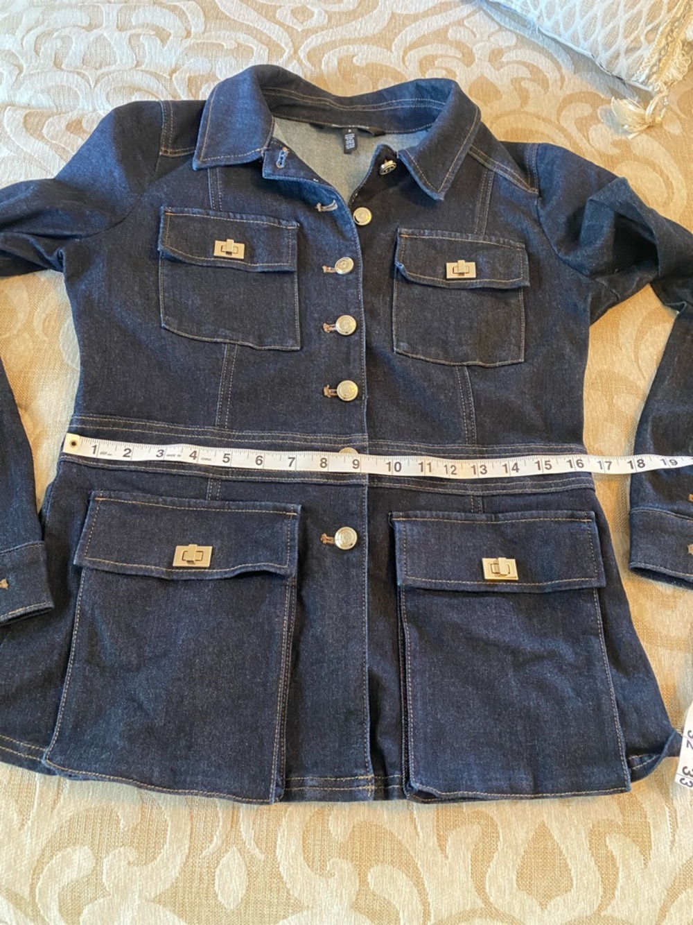 WHBM Denim Jacket Size S Structured Dark Wash - Picture 7 of 9